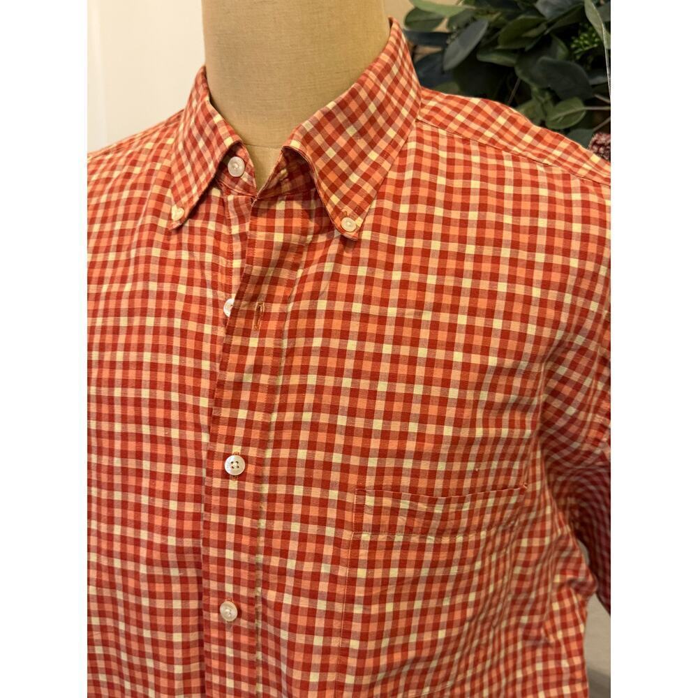 AUSTIN REED London Orange Check Linen/Cotton Shirt Top XXL 2XL - Picture 2 of 9